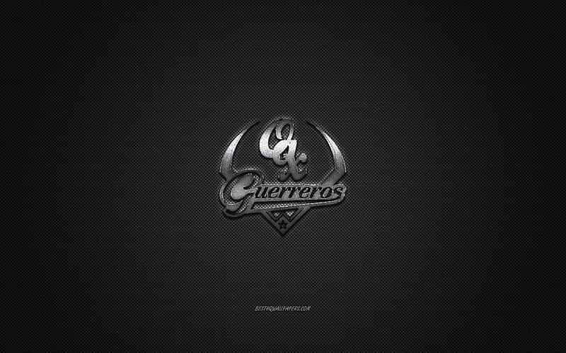 Guerreros de Oaxaca logo, Mexican baseball club, LMB, silver logo, gray carbon fiber background, baseball, Mexican Baseball League, Leon, Oaxaca, Mexico, Guerreros de Oaxaca, HD wallpaper