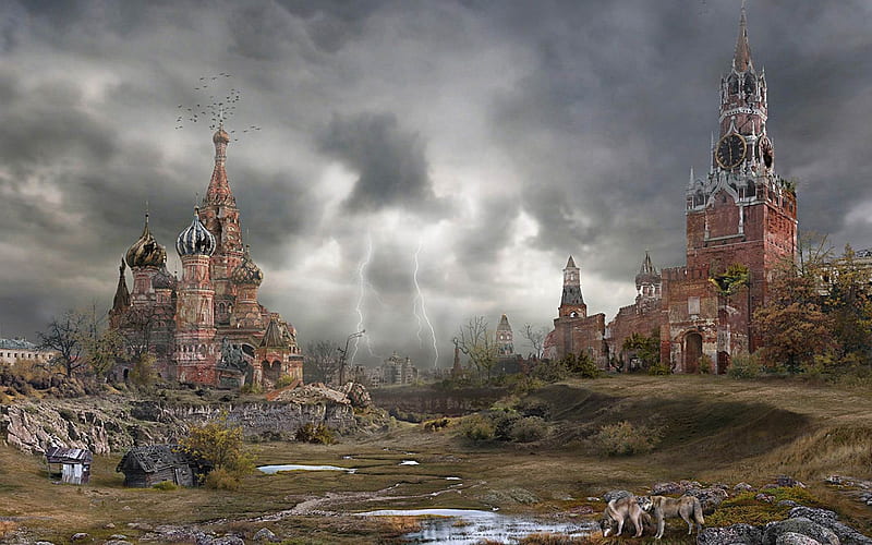 Doomsday after Kremlin autumn-Aftermath world illustrator, HD wallpaper