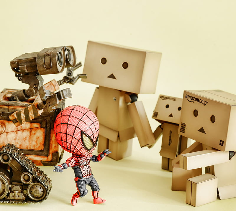 Group Discussion, cool, danbo, funny, spiderman, HD wallpaper