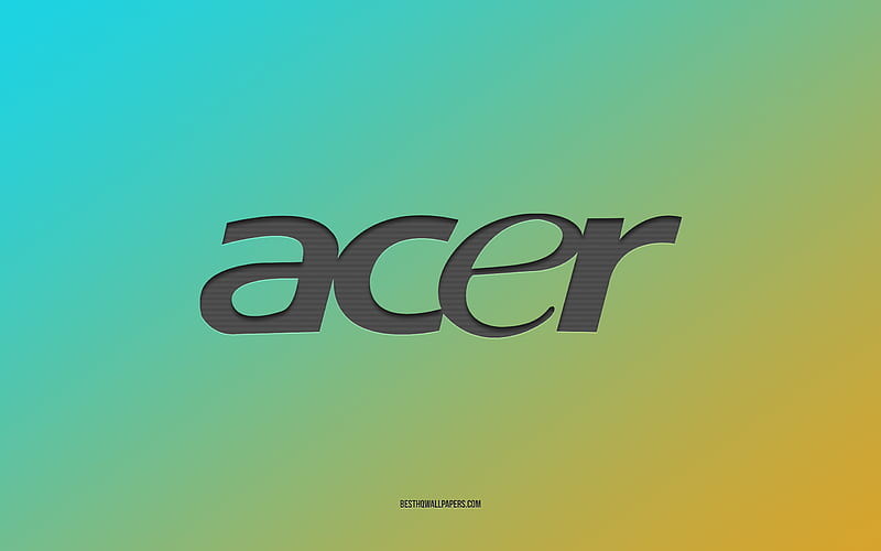 Acer logo, turquoise yellow background, Acer carbon logo, turquoise yellow paper texture, Acer emblem, Acer, HD wallpaper