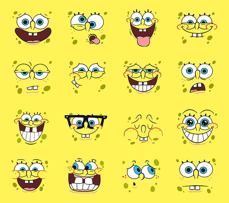 Spongebob, cute, faces, nice, yellow, HD wallpaper