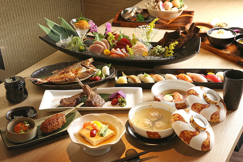 Japanese Cuisine, seafood, japan, fish, food, sushi, soup, rice, Cuisine, meat, tofu, HD wallpaper