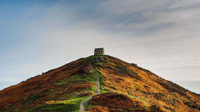 Rame Head, Cornwall, hill, green, autumn, HD wallpaper