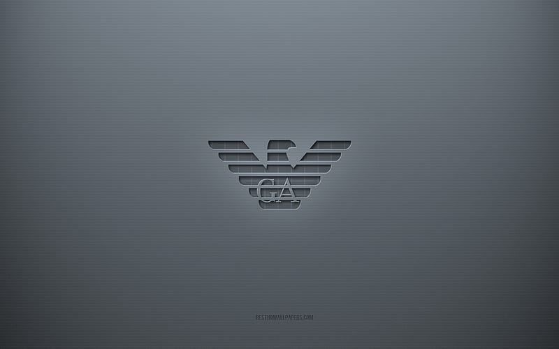 Armani logo, gray creative background, Armani emblem, gray paper texture, Armani, gray background, Armani 3d logo, HD wallpaper