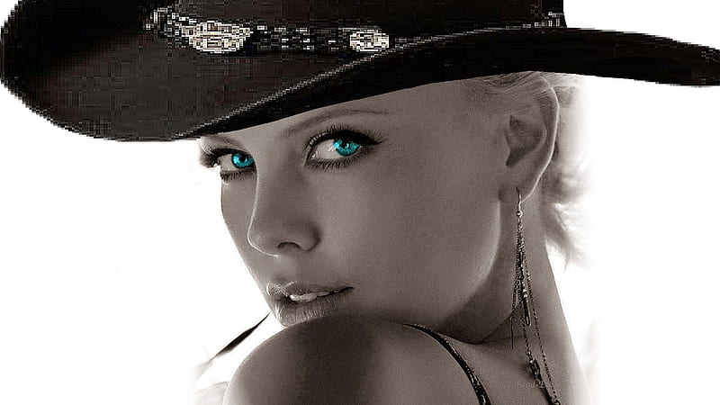 You Got A Life . ., female, hats, cowgirl, Charlize Theron, women, fashion, blue eyes, blondes, western, HD wallpaper