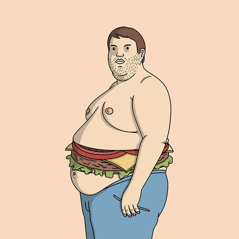Fat food, Fat, Louis16art, belly, eat, fatboy, food, hamburger, huge, junk, obesity, surrealism, HD phone wallpaper