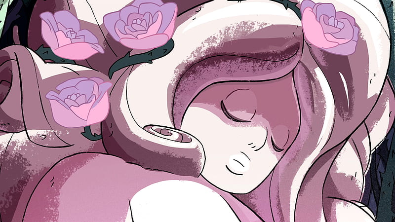 Steven Universe Rose Quartz Sleeping And Having Roses On Hair Movies, HD wallpaper