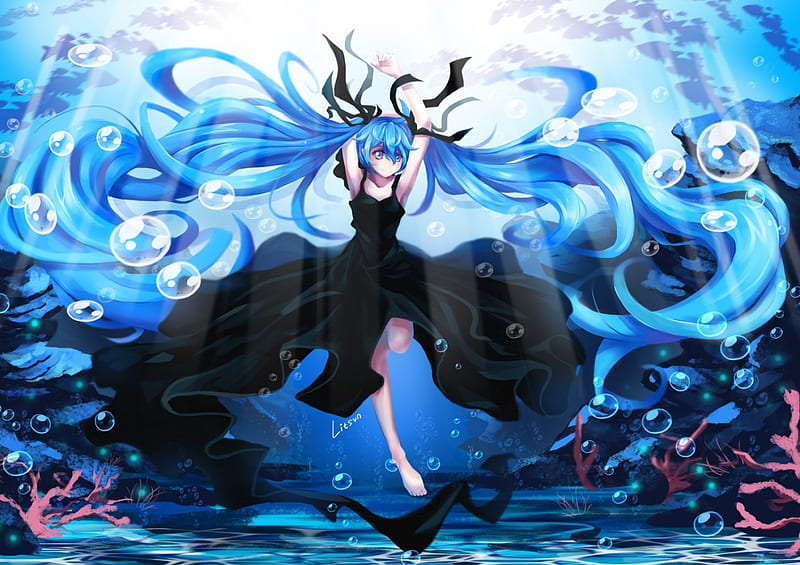 1366x768px, 720P free download | Deep Sea, pretty, float, hatsune miku ...