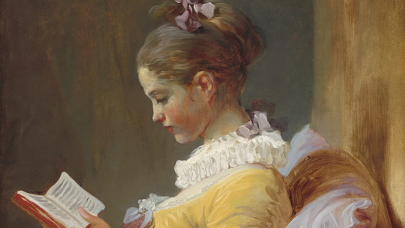 An young girl reading, painting, art, jean honore fragonard, girl, HD wallpaper