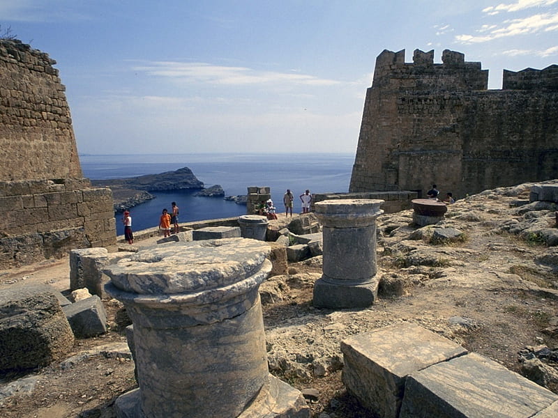Mediterranean excursion, mediterranean, greek, columns, sightseeing, acropol, ruins, HD wallpaper