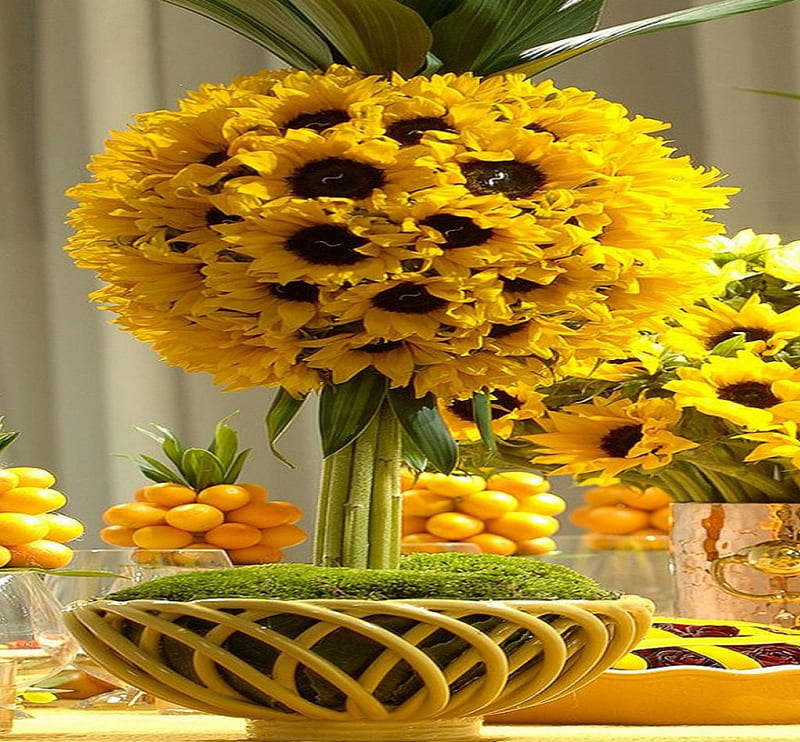 Yellow Flower, jaune, flower, bouquet, lumiere, HD wallpaper