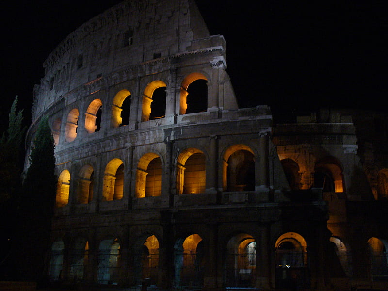 Coliseum, ruins, rome, roman, HD wallpaper