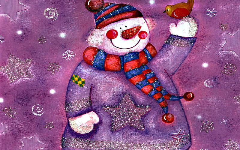 Purple snowman, christmas, holiday, snow, fun, snowman, happy, winter