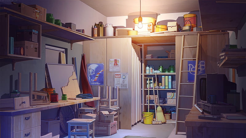 anime room, light, tools, Anime, HD wallpaper