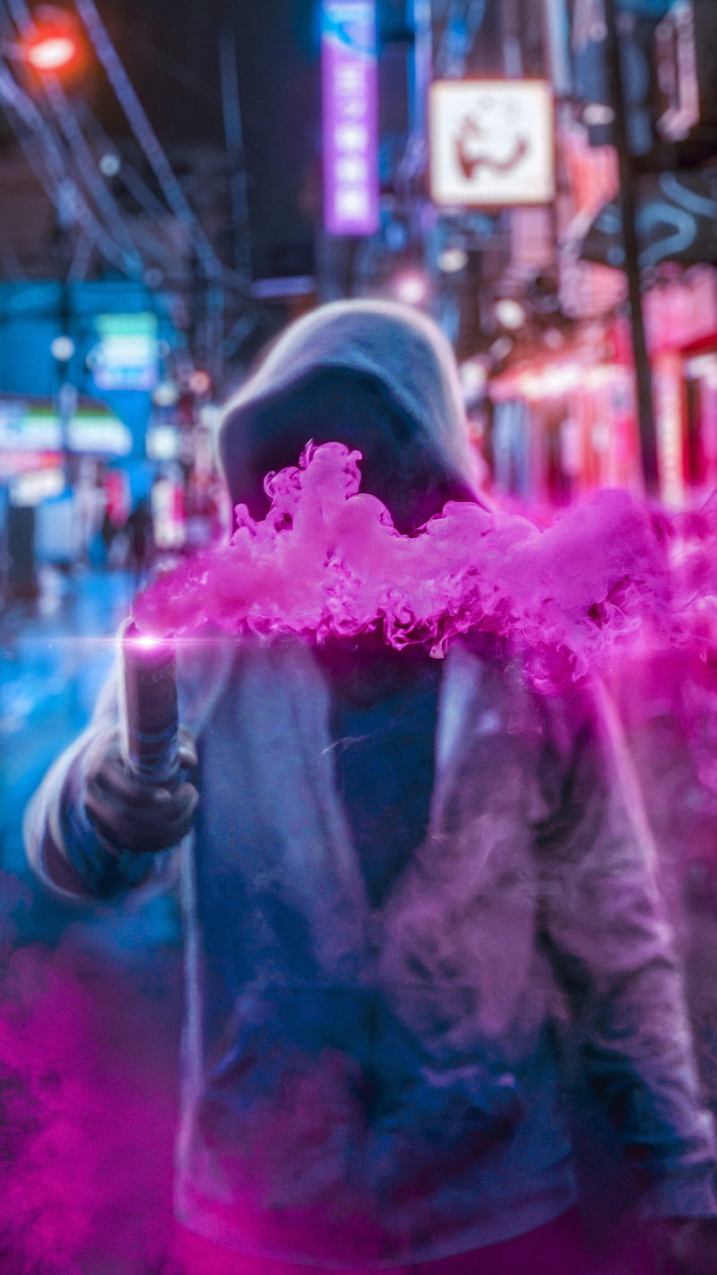 Mysterious guy, alan walker, awesome, boy, colourful, cool, dark, marshmello, mysterious, pink, red, HD phone wallpaper