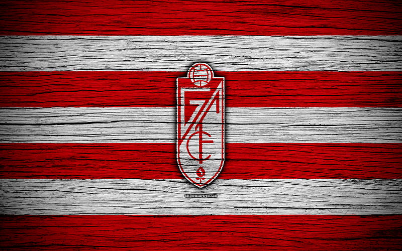 Granada FC Segunda Division, soccer, football club, Spain, Granada CF, logo, LaLiga2, wooden texture, FC Granada, HD wallpaper