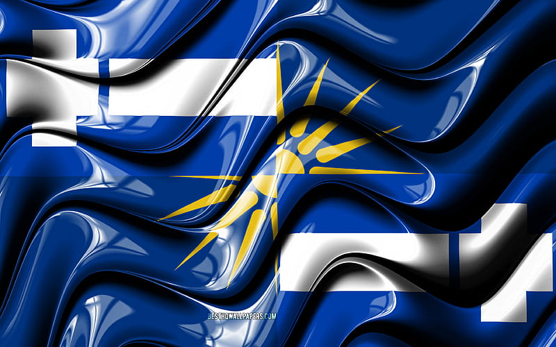 Eastern Macedonia flag Regions of Greece, administrative districts, Flag of Eastern Macedonia, 3D art, Eastern Macedonia, greek regions, Eastern Macedonia 3D flag, Greece, Europe, HD wallpaper