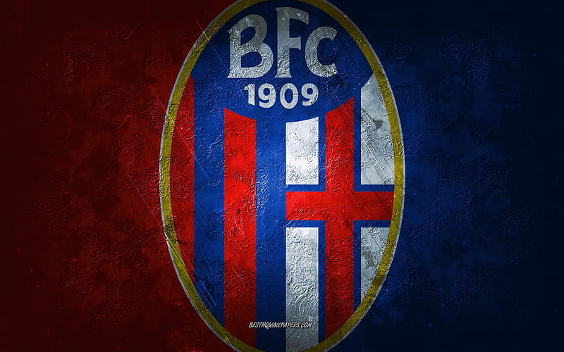 Bologna FC, Italian football team, red blue background, Bologna FC logo, grunge art, Serie A, football, Italy, Bologna FC emblem, HD wallpaper