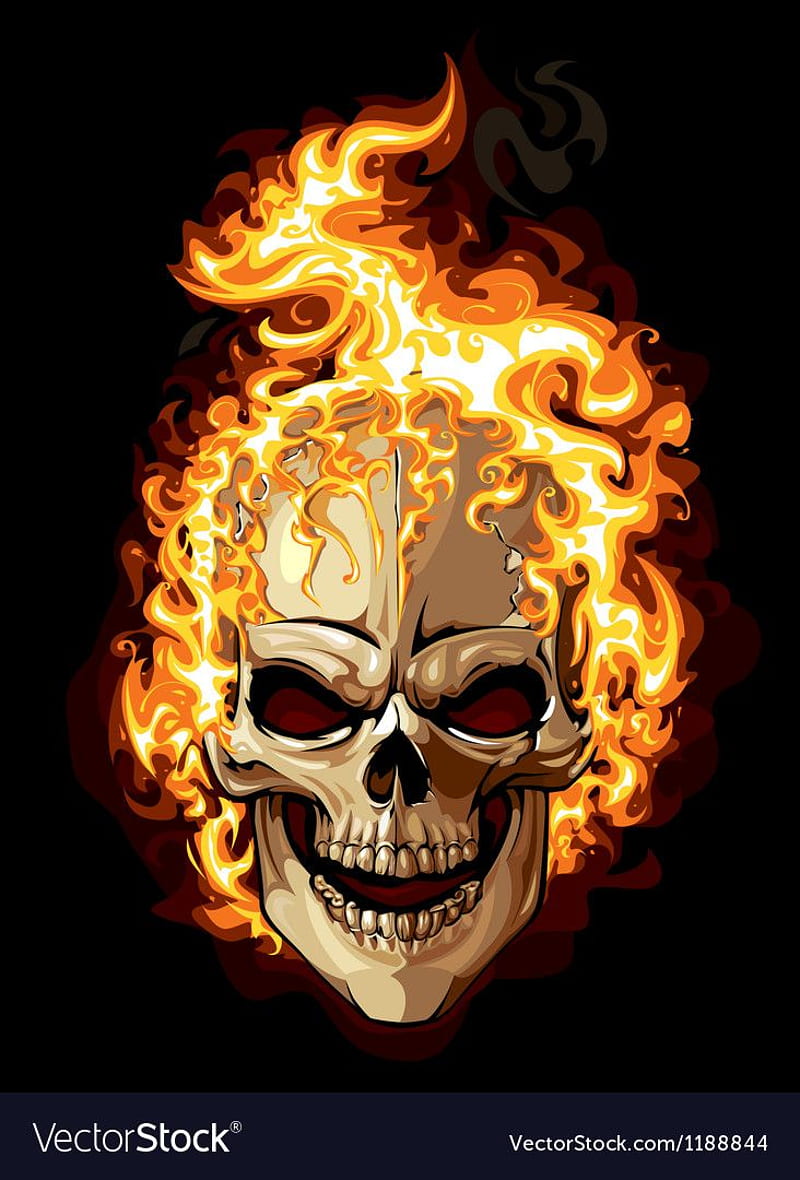 Burning skull on black background. Tattoo style. EPS 8 vector illustration. a Preview or High Q. Ghost rider tattoo, Skulls drawing, Skull, HD phone wallpaper