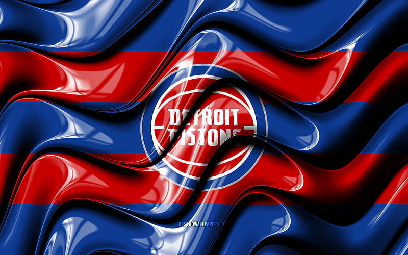 Detroit Pistons flag, , blue and red 3D waves, NBA, american basketball team, Detroit Pistons logo, basketball, Detroit Pistons, HD wallpaper