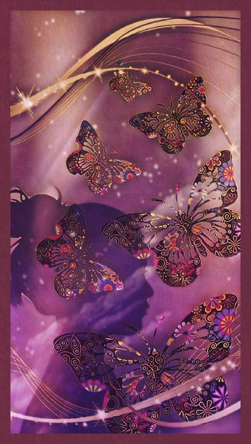 Elegant Butterfly, black, butterflies, pink, rose, HD phone wallpaper