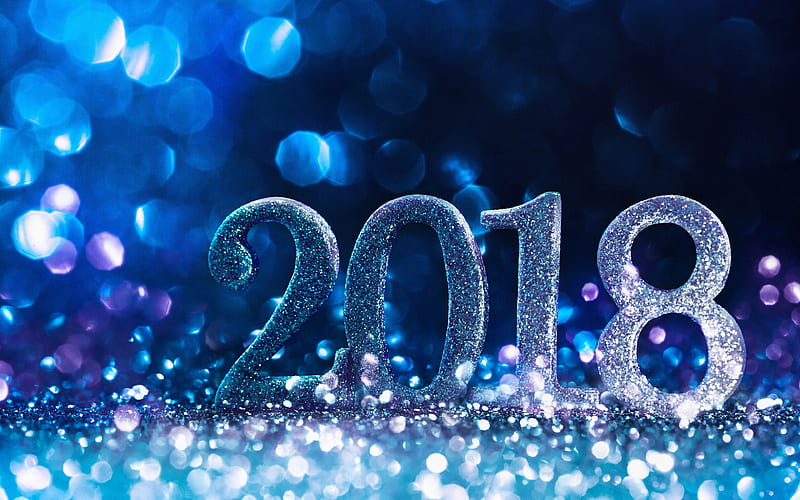 Happy New Year 2018 glare, Christmas 2018, New Year 2018, blue background, xmas, Christmas, HD wallpaper
