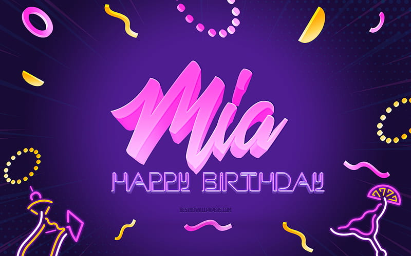 Happy Birtay Mia Purple Party Background, Mia, creative art, Happy Mia birtay, Mia name, Mia Birtay, Birtay Party Background, HD wallpaper