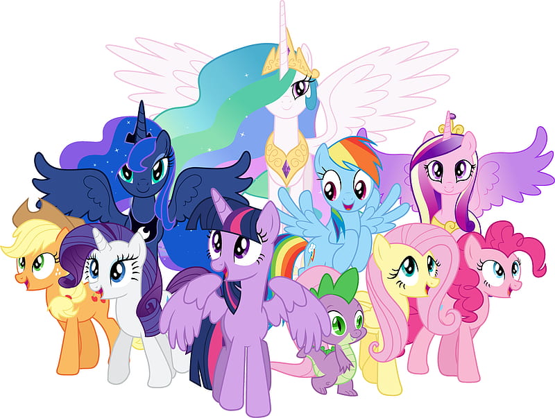 My Little Pony, My Little Pony: Friendship is Magic, Twilight Sparkle , Spike (My Little Pony) , Rarity (My Little Pony) , Fluttershy (My Little Pony) , Pinkie Pie , Applejack (My Little Pony) , Rainbow Dash , Princess Celestia , Princess Luna , Princess Cadance, HD wallpaper