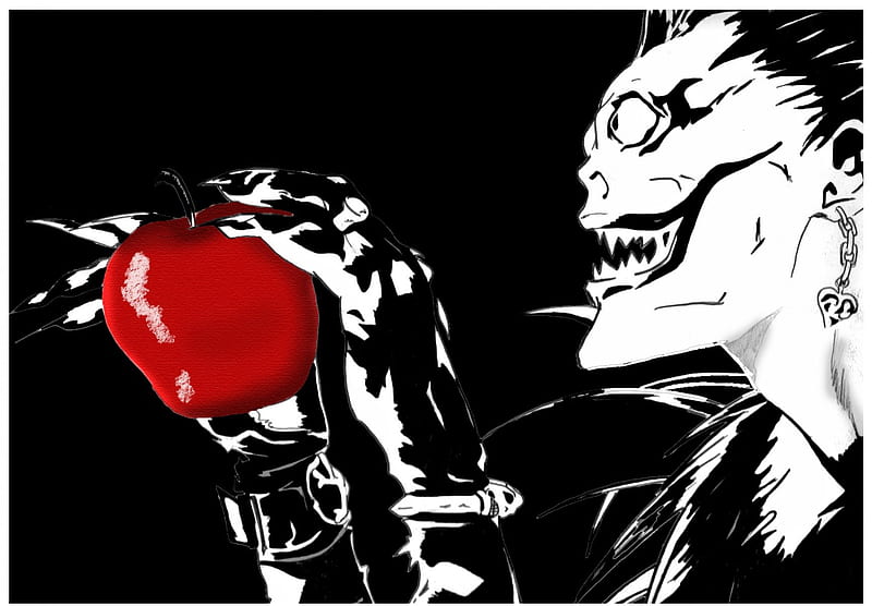 He Does Loves His Apples, Death Note, Apple, Cant think of a fourth, Ryuk, HD wallpaper