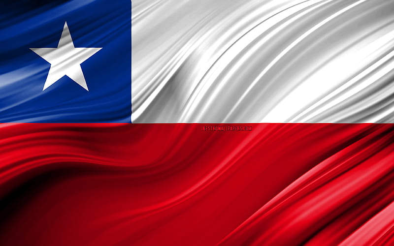 Chilean flag, South American countries, 3D waves, Flag of Chile, national symbols, Chile 3D flag, art, South America, Chile, HD wallpaper