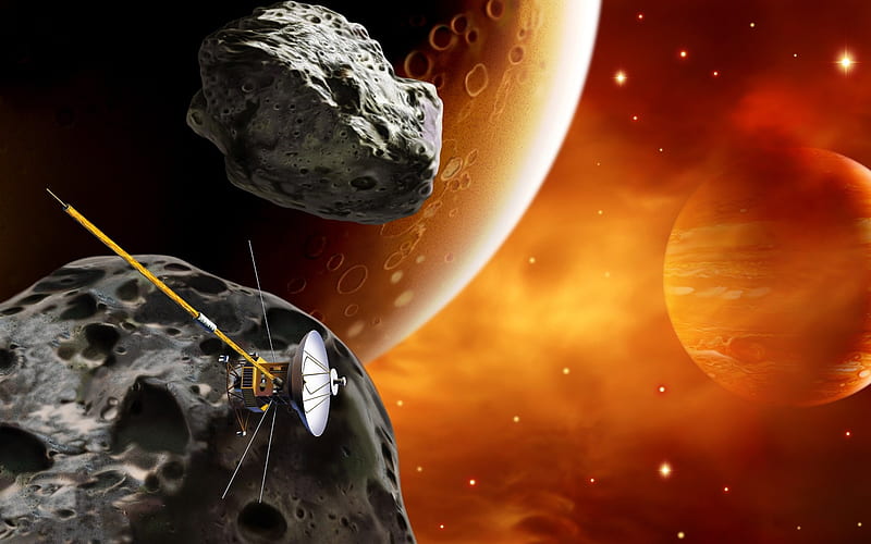 Digital Space Art Spcae Satellites Planets Asteroids, HD wallpaper