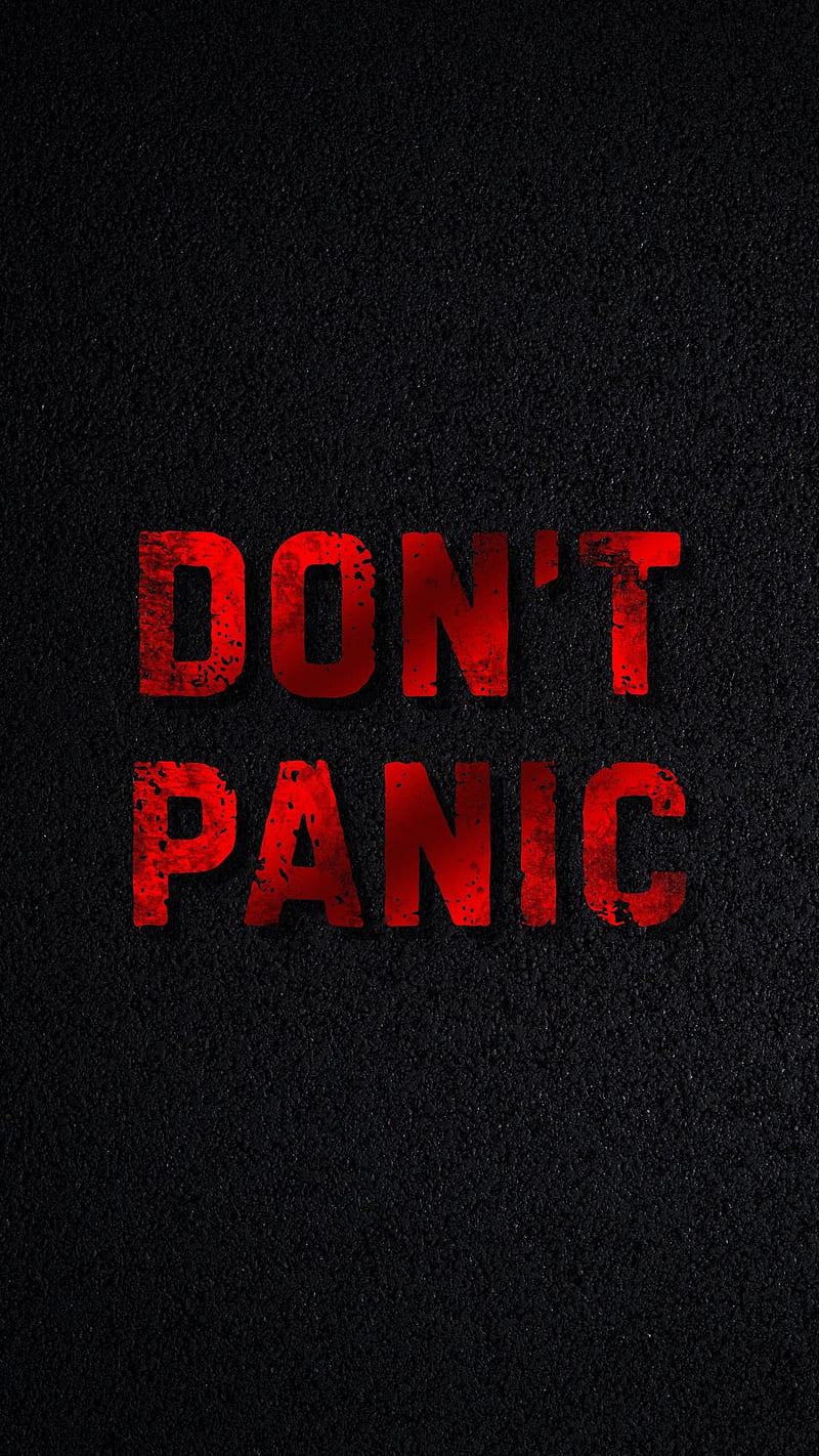 Dont panic, black, dark, red, sayings, texture, words, HD phone wallpaper