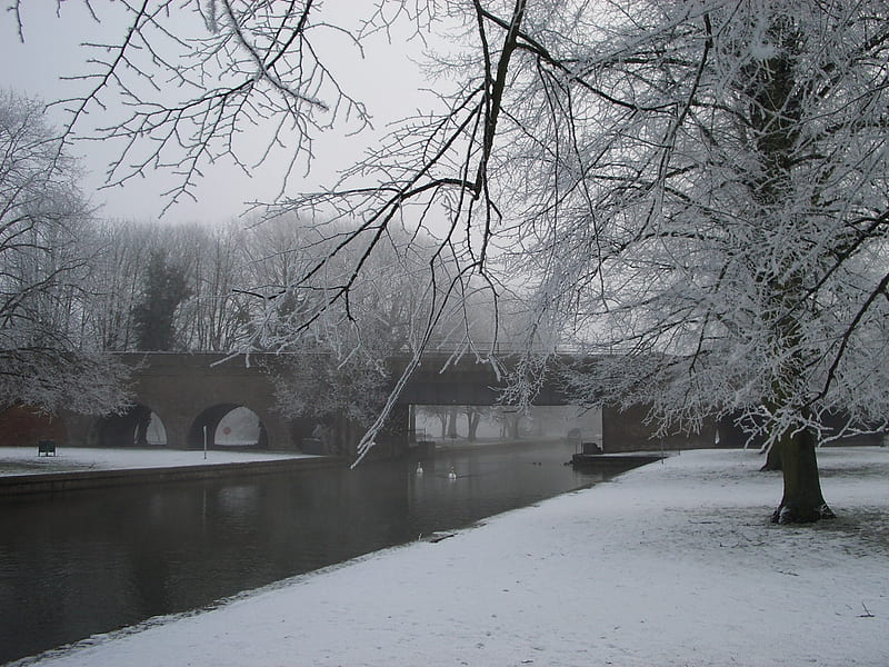 Thames River, Windsor England, ice, snow, HD wallpaper