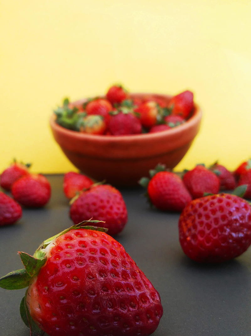 strawberry, berries, fruit, bowl, fresh, HD phone wallpaper
