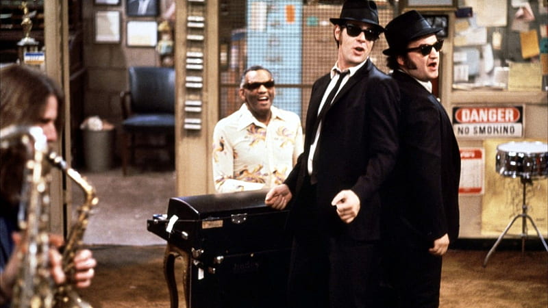 Jake and Elwood w Ray Charles, musicians, movie, band, blues, pawn, HD wallpaper
