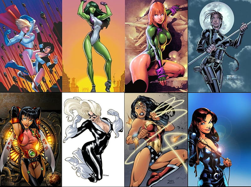 Comic's Women Mix, wonder woman, danger girl, powergirl, gen13, HD wallpaper
