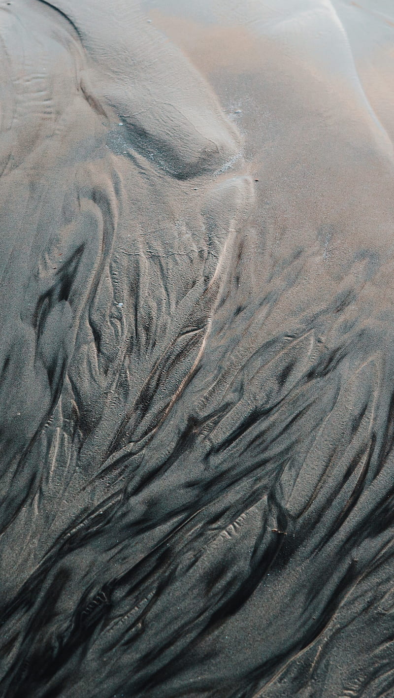 Black Sand, lines, patterns, sea, HD phone wallpaper
