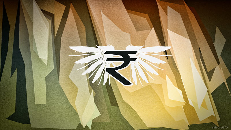 New Indian Rupee, greadint, rupee, wings, green, new, black, india, sign, HD wallpaper