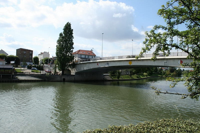 Bridge in France, building, france, bridge, river, trees, HD wallpaper ...