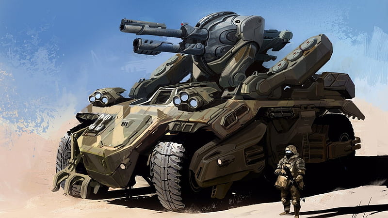 Cyberpunk, tanks, weaponry, futuristic, illustration, HD wallpaper