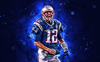 Tom Brady, NFL, New England Patriots, american football, quarterback, Thomas Edward Patrick Brady Jr, National Football League, neon lights, Tom Brady New England Patriots, HD wallpaper