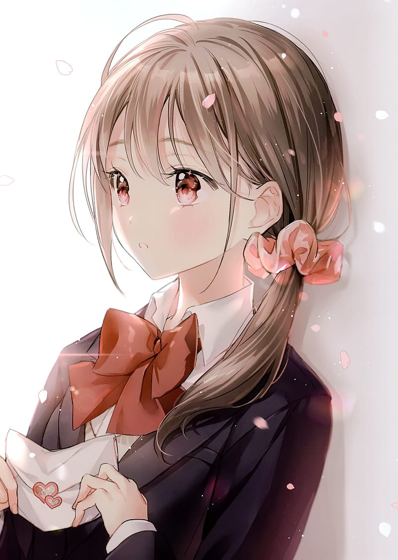 anime school girl, ribbon, love letter, Anime, HD phone wallpaper
