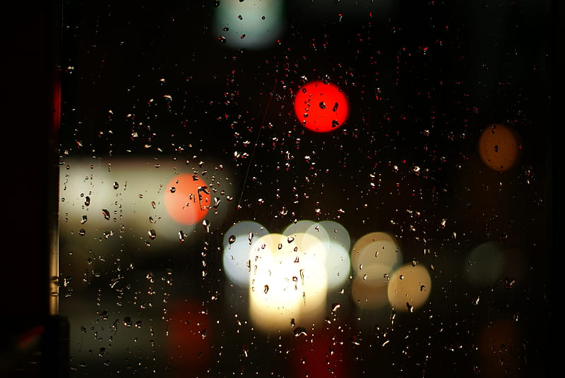 glare, drops, glass, blur, wet, HD wallpaper