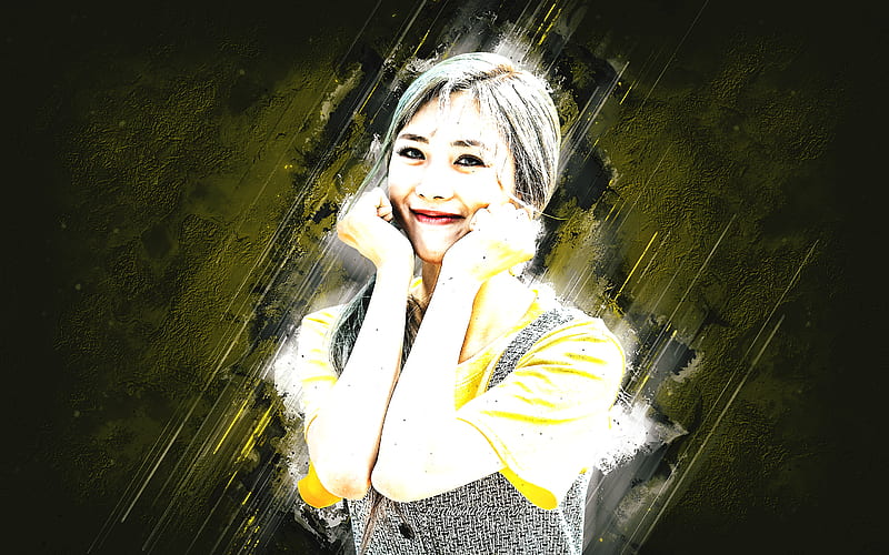 Yoohyeon, South Korean singer, Yoohyeon art, Kim Yoo Hyeon Dreamcatcher K-Pop Yellow Stone Background, HD wallpaper