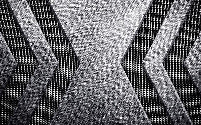 Texture, metallic, gris, black, abstract, HD wallpaper