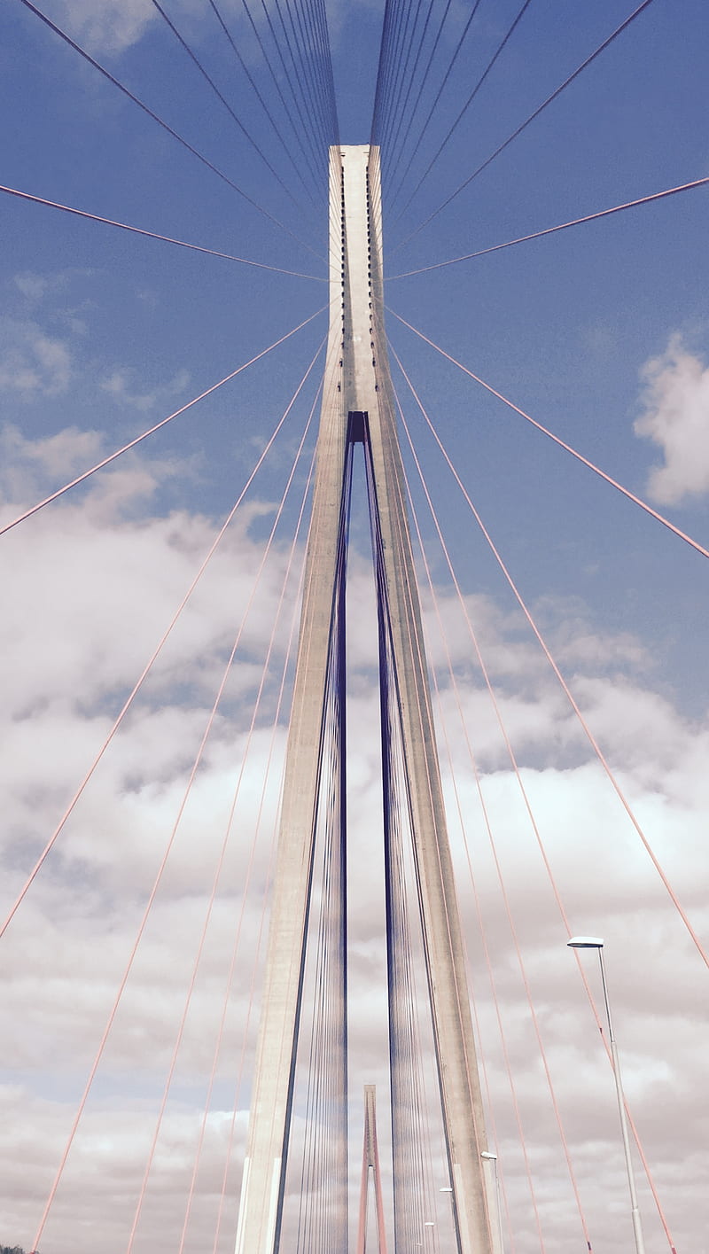Bridge, blue, brige, drive, road, sky, symmetric, HD phone wallpaper