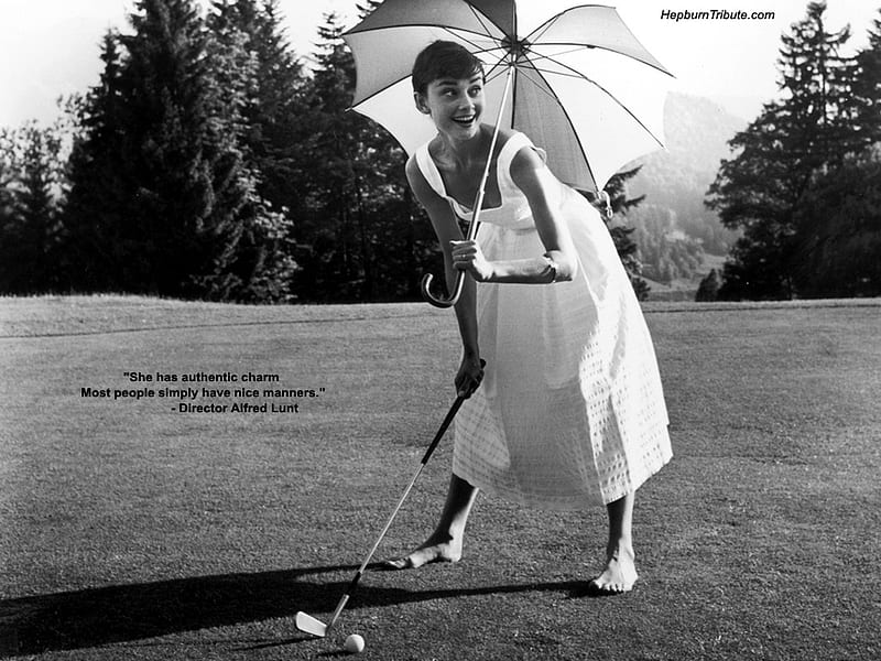 Audrey hepburn_golf, celebrity, hepburn, tribute to audrey, golf, HD wallpaper