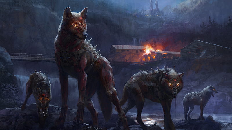 Deadly Wolfs, wolf, artist, artwork, digital-art, HD wallpaper