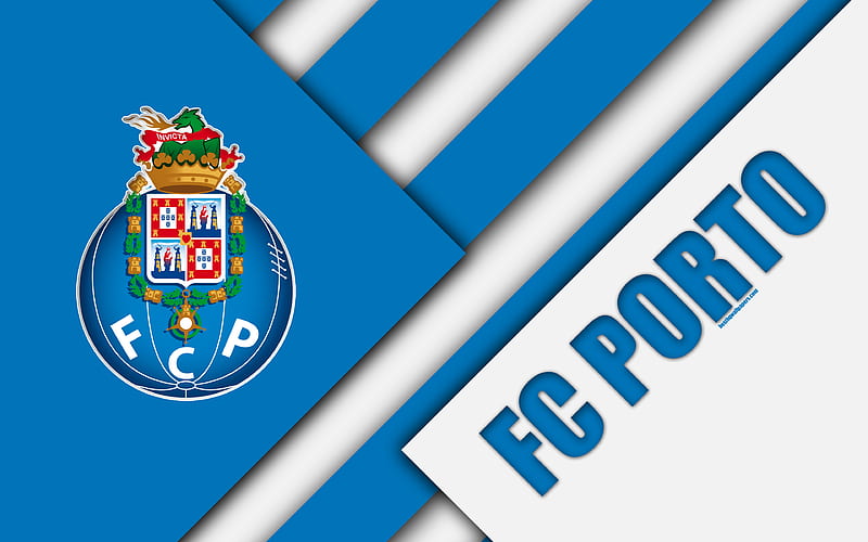 FC Porto, Portuguese football club, blue white abstraction Porto logo, material design, Primeira Liga, Porto, Portugal, football, Premier League, HD wallpaper