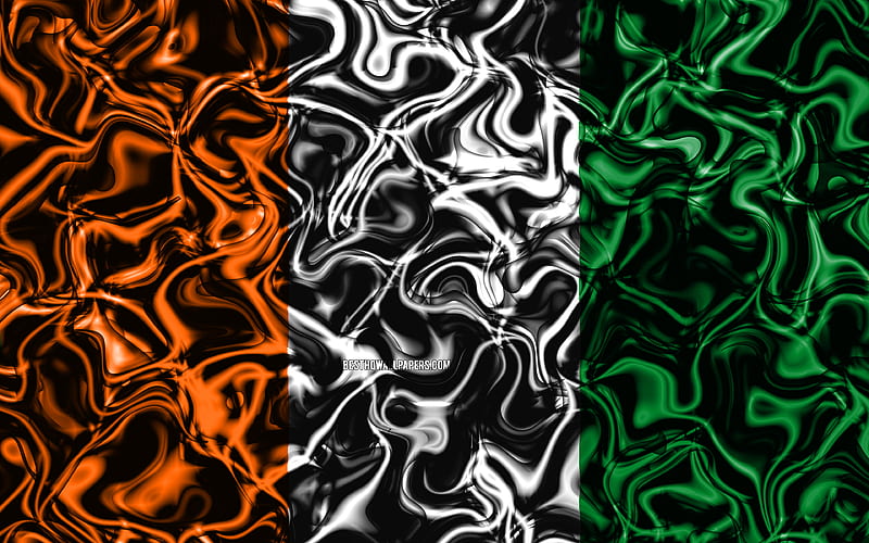 Flag of Cote d Ivoire, abstract smoke, Africa, national symbols, Ivorian flag, 3D art, Cote d Ivoire 3D flag, creative, African countries, Cote d Ivoire, HD wallpaper